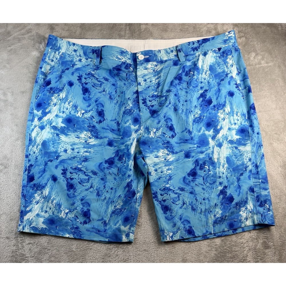 Hreski Golf Shorts Mens Size 44 136 Abstract Blue Watercolor Marble Straight Fit